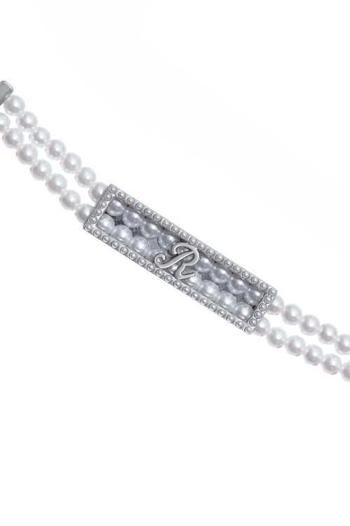 雙排珍珠R字簡約腰鍊,珍珠