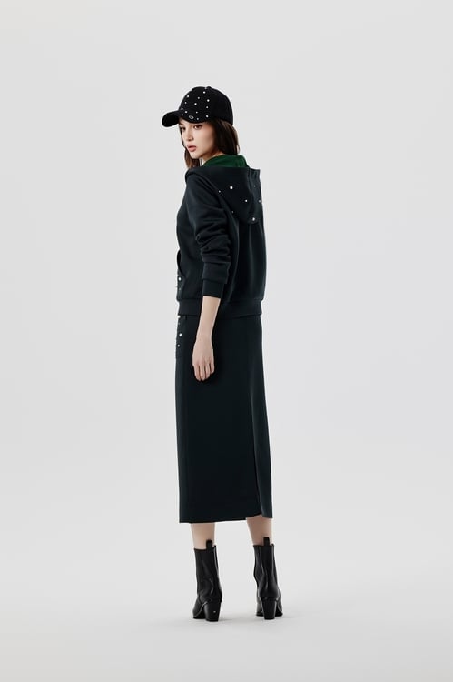 晚山新黛珍珠口袋長裙,時髦成套搭配