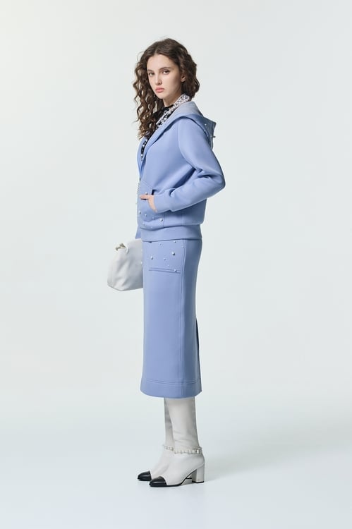 晚山新黛珍珠口袋長裙,時髦成套搭配