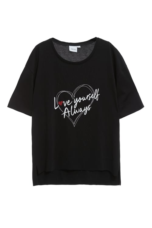 Love Yourself Always 印花寬版上衣,黑色背心,黑色上衣