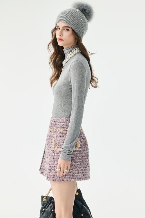 極簡天絲羊毛高領上衣,高領上衣