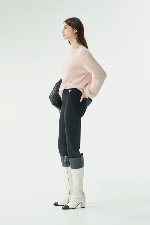 超凡粉綴珍珠針織上衣,上衣