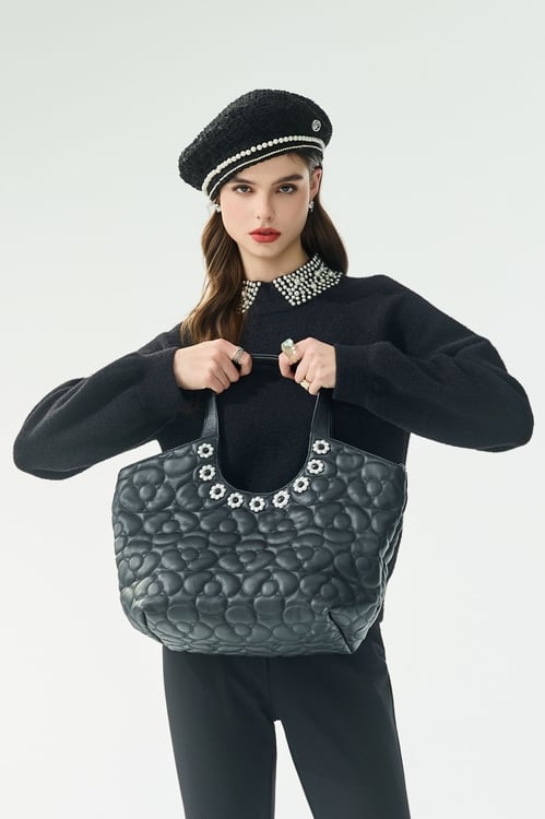 超凡粉綴珍珠針織上衣,上衣