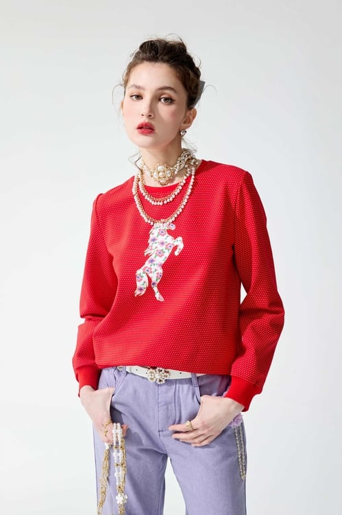 富貴大發 ‧ 圓滿生活 ‧會員特權限量福袋,,富貴大花印花上衣