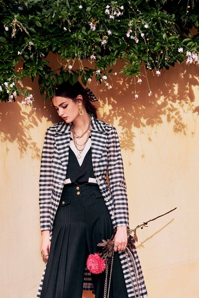 大西洋藍格紋風衣洋裝