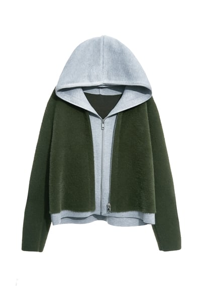 神秘綠假兩件針織外套