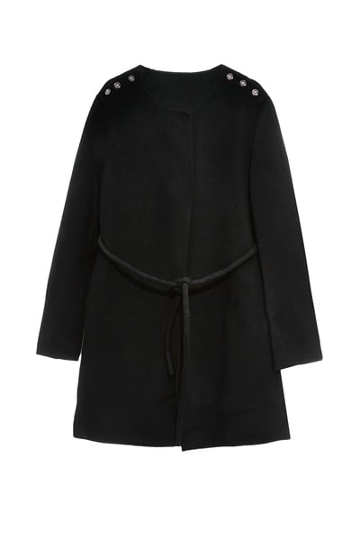 極致黑羊毛中長大衣