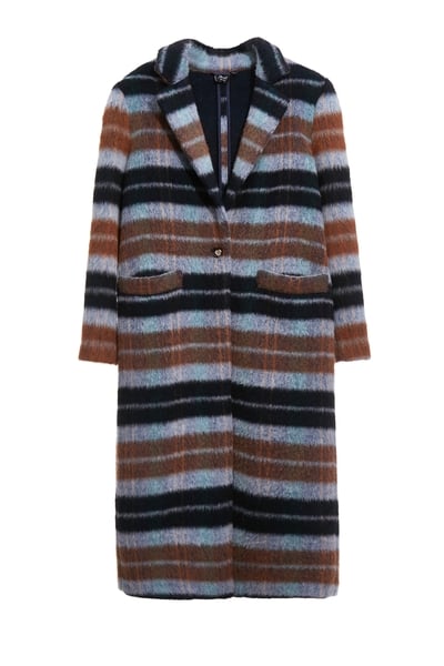 焦糖漸層藍刷毛大衣