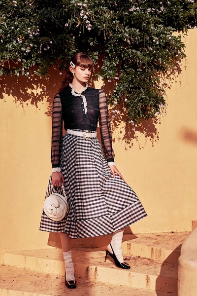 大西洋藍格紋長裙