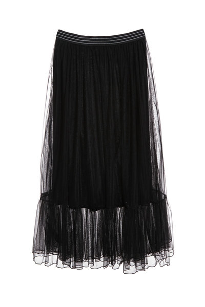 飄逸夜光黑網紗裙