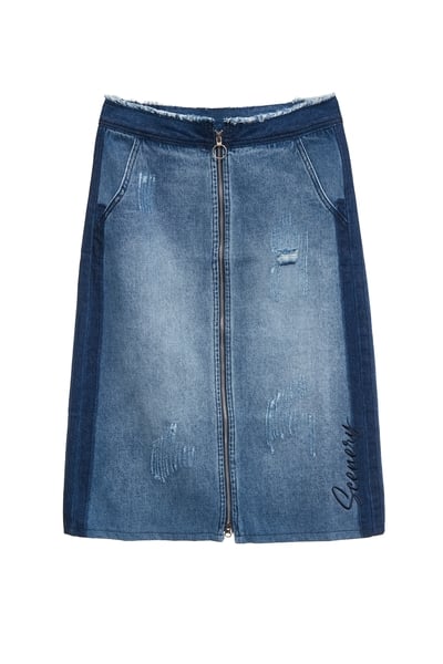 顯瘦刷色牛仔長裙