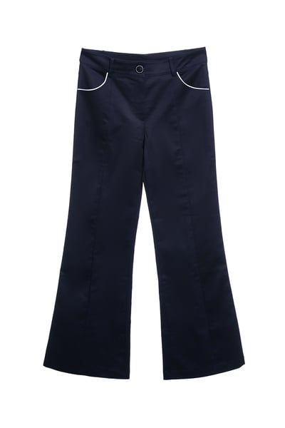 海軍藍鑲撞色邊長褲