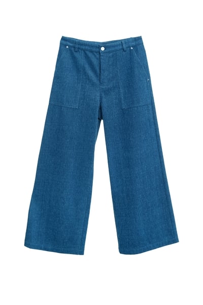 閃亮復古藍牛仔寬褲