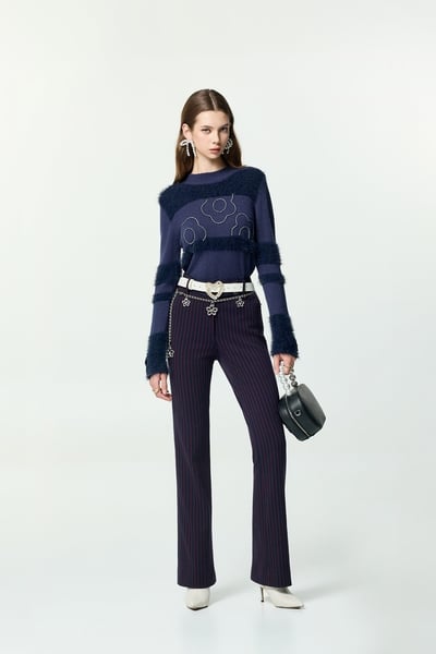 火焰色條紋喇叭長褲