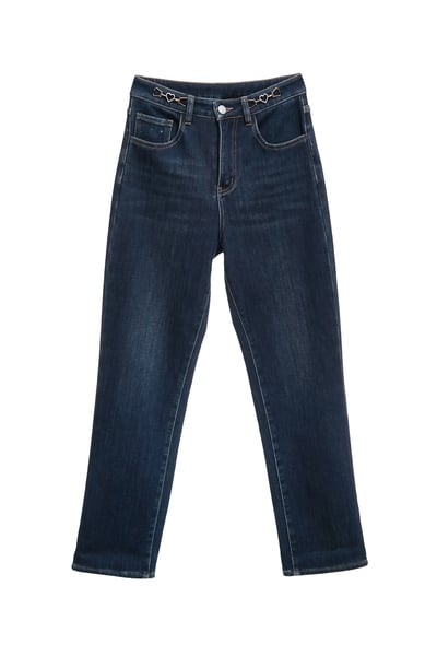 五彩鑽飾口袋牛仔合身褲