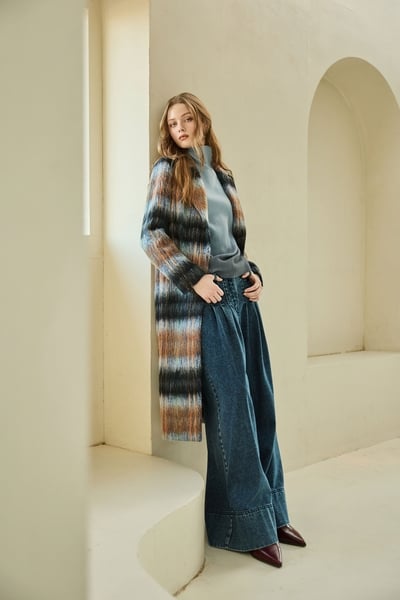 內刷毛寬腿牛仔褲