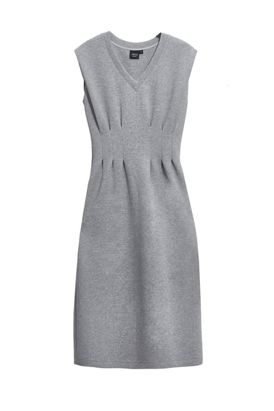 安靜灰極簡收腰洋裝