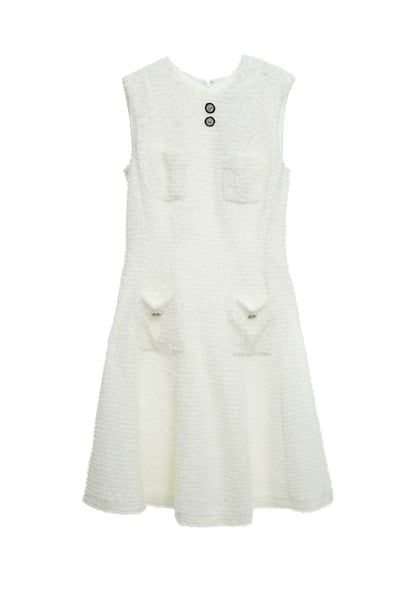 奶白色帶子紗小香風洋裝