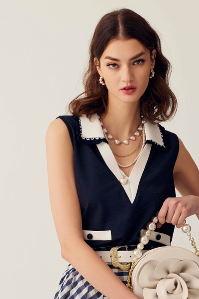 花半邊羅紋領上衣