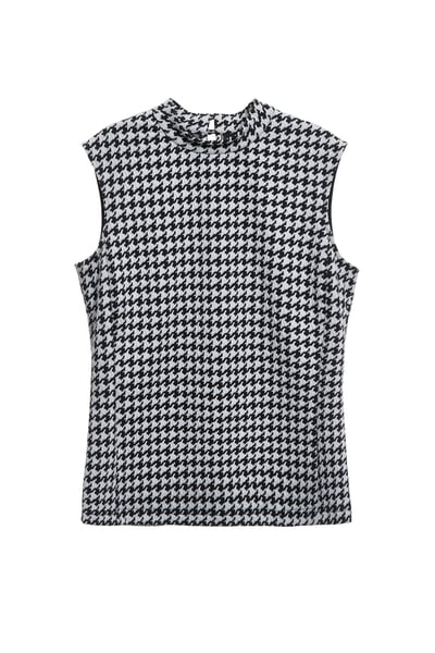 黑白千鳥格小高領背心單品