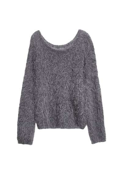 光澤感安靜灰睫毛針織上衣