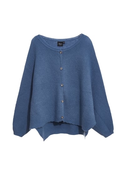復古藍飛鼠袖針織上衣