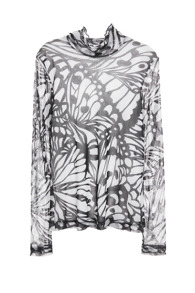 蝴蝶圖騰印花高領上衣