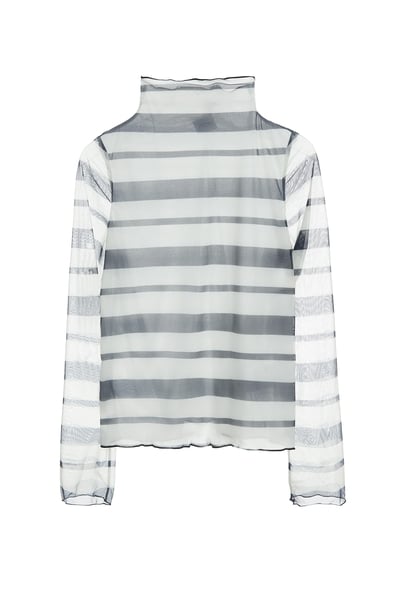 濃厚靛藍粗細配條上衣