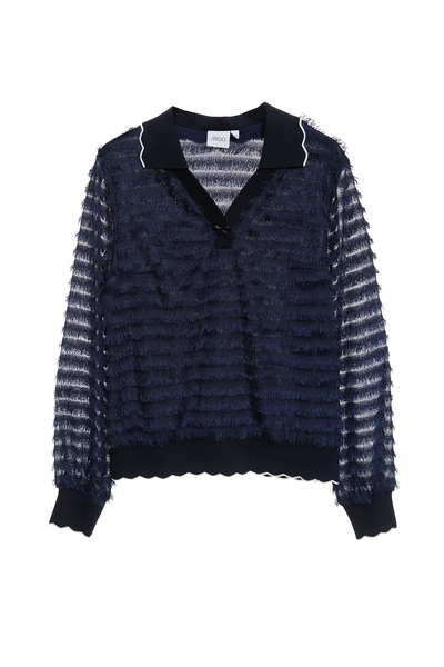 光澤感濃厚靛藍色睫毛上衣