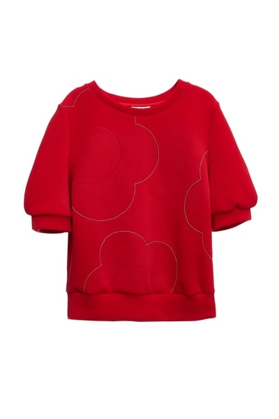 火焰色燒花形短袖上衣