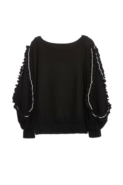 荷葉珍珠蓬袖單品T恤