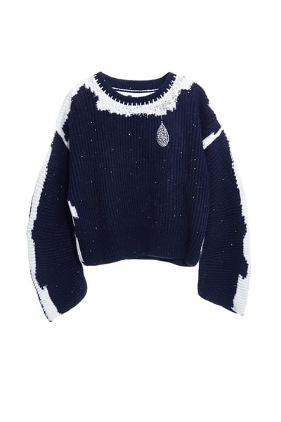 圓領造型針織上衣