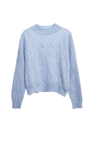 月光石藍幾何波紋針織上衣