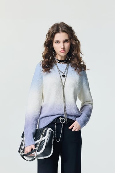 月光石藍漸層針織上衣