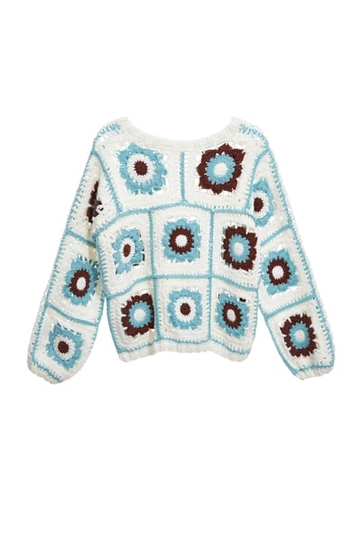 復古萬花筒手勾針織上衣