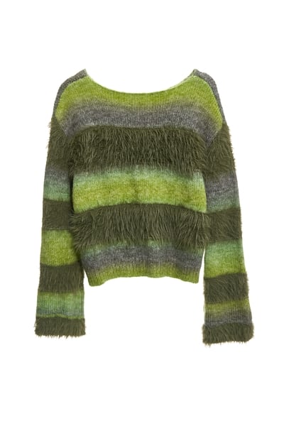 酸橙綠漸層色針織上衣