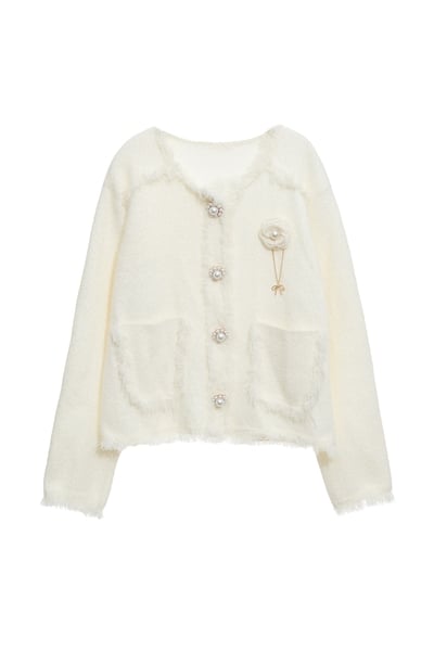 綴珍珠飾品針織外套