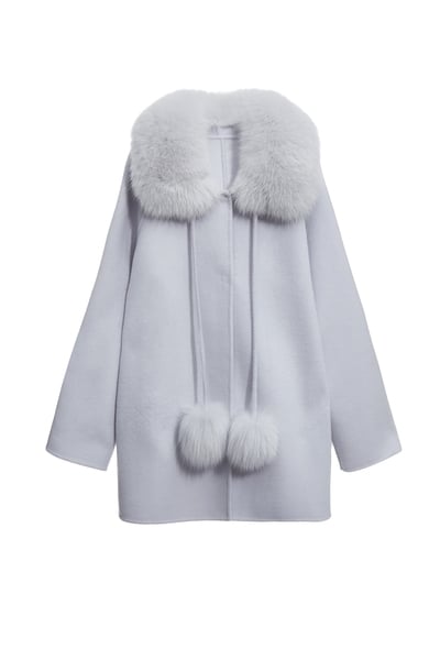 清暉藍斗篷式羊毛大衣