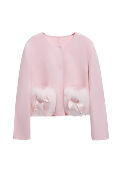 紅雪糕短版羊毛大衣