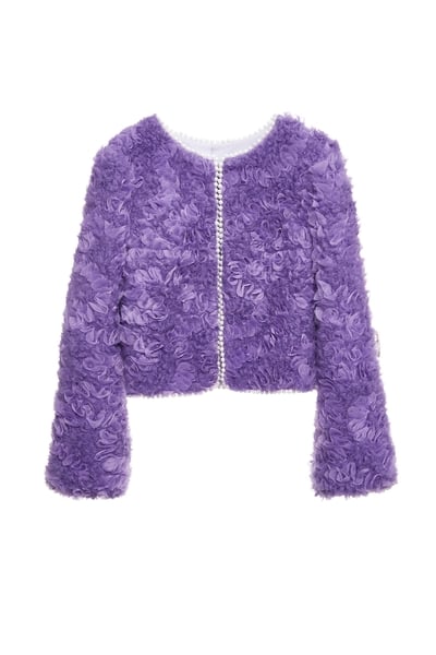 柔紫色立體壓花瓣外套