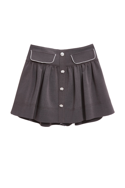 珍珠口袋邊短澎裙