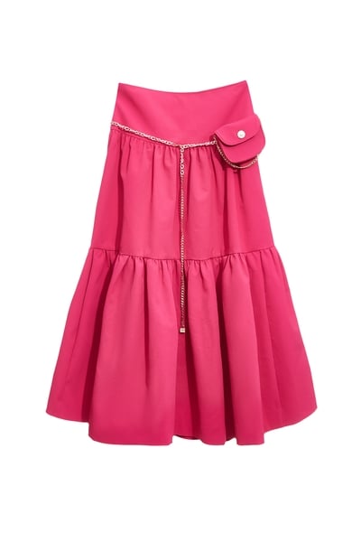 洋紅粉復古澎澎裙