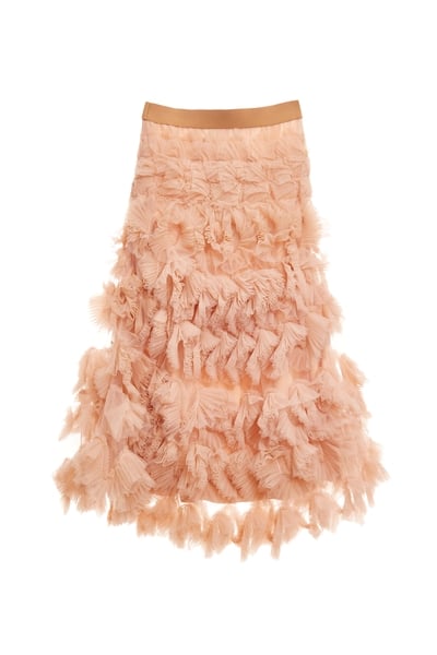 淺焦糖色立體摺飾式長裙