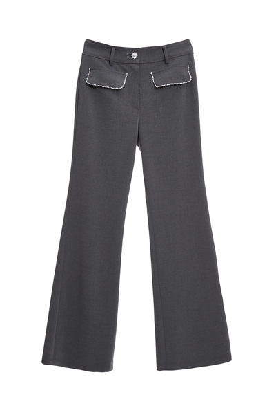 珍珠口袋邊喇叭褲