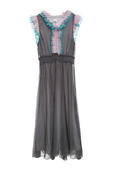 荷葉薄暮灰配色洋裝