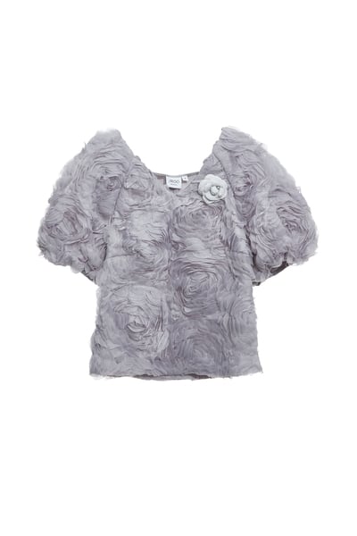 薄暮灰玫瑰花上衣