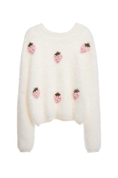 綴鑽草莓針織上衣