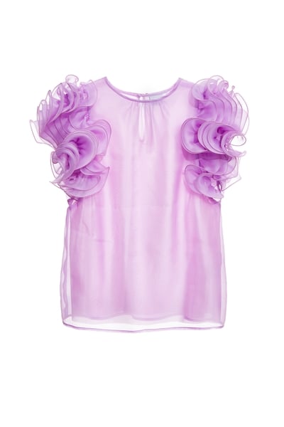 洋紅粉硨磲貝造型袖上衣