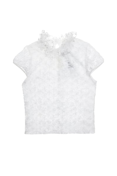 綴光澤睫毛蕾絲上衣