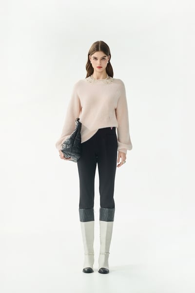 雙腰頭簡約合身褲